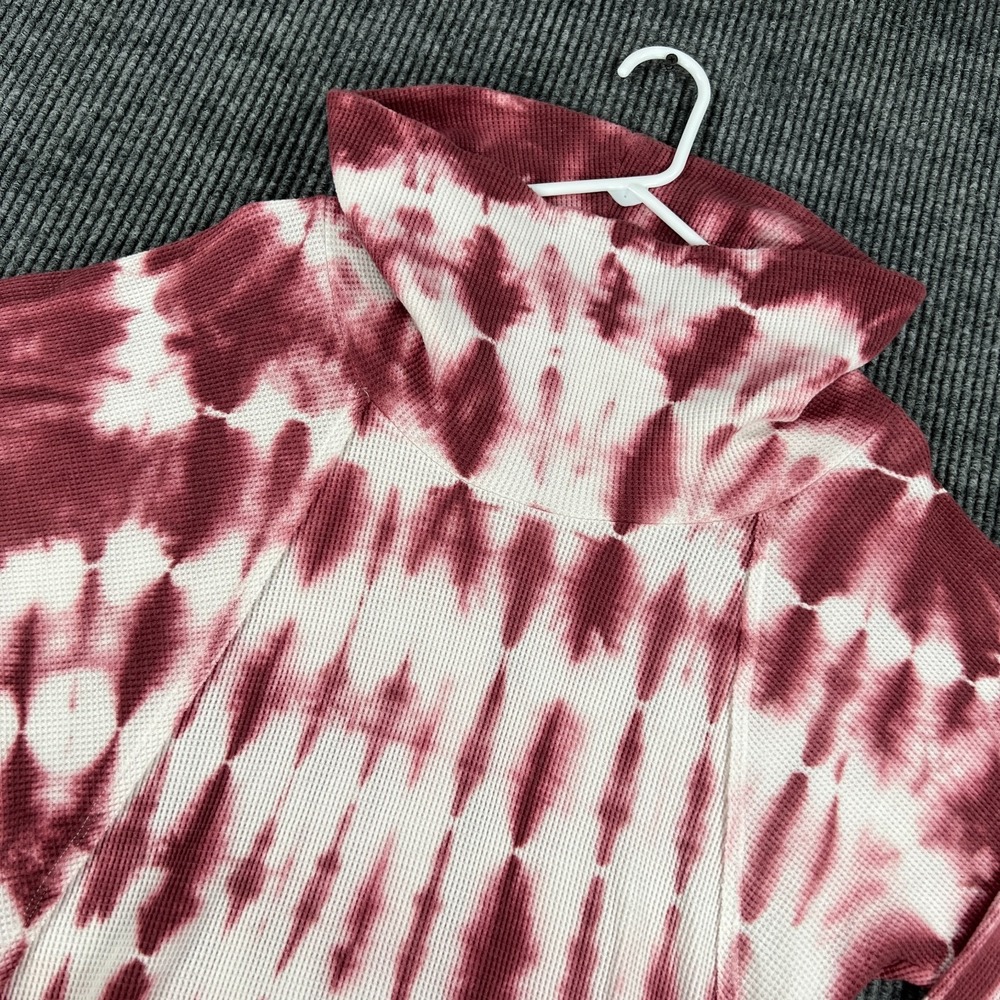 Pilcro Hoodie Womens Medium Red Tie Dye Long Sleeve Pullover Casual Funnel Neck